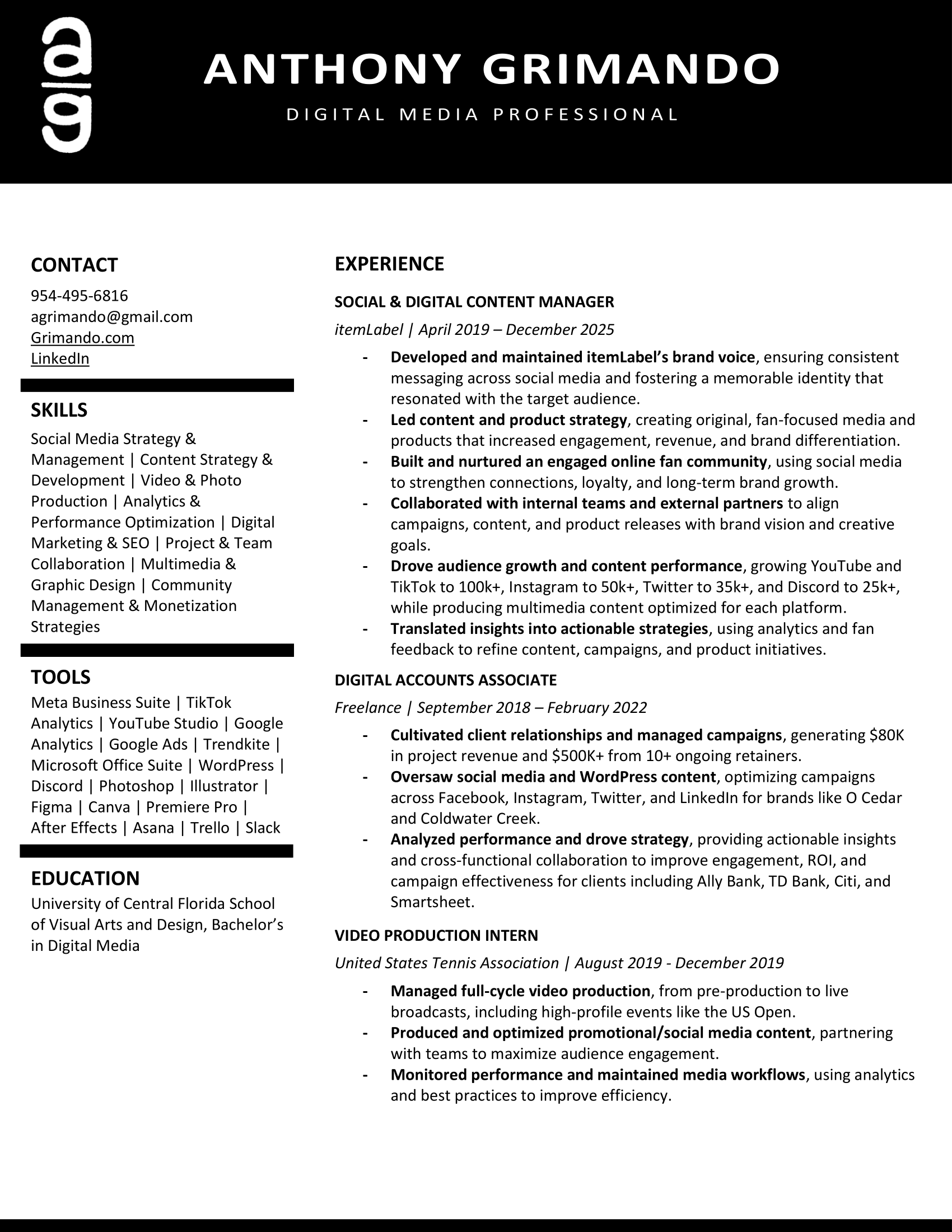 Anthony Grimando Resume
